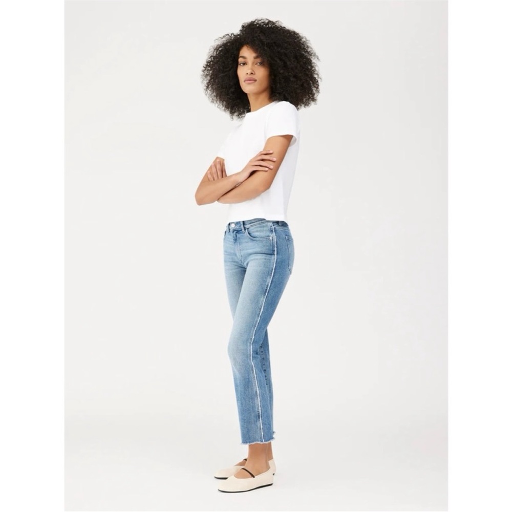 DL1961 Mara Straight Ankle Frayed Mid rise Instasculpt Jeans Size 26